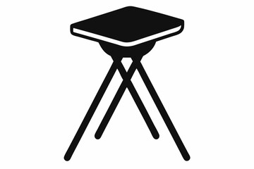 Folding Artist Stool Silhouette Vector Illustration