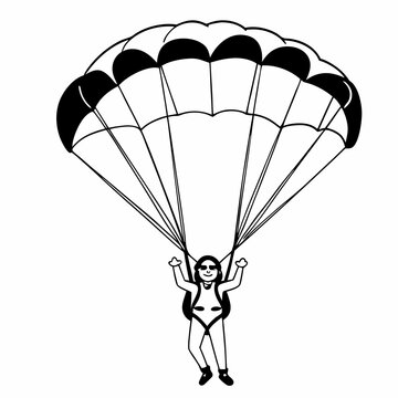Creative details Skydiving parashoot flying silhouette vector illustration 