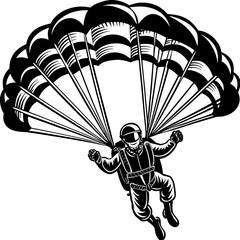 Creative details Skydiving parashoot flying silhouette vector illustration 