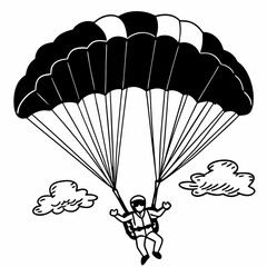 Creative details Skydiving parashoot flying silhouette vector illustration 