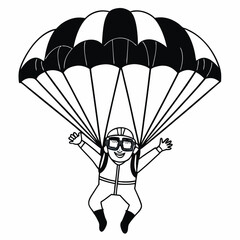 Creative details Skydiving parashoot flying silhouette vector illustration 