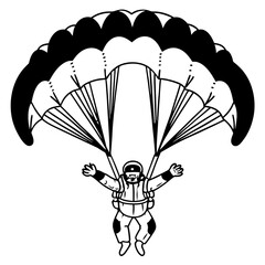 Creative details Skydiving parashoot flying silhouette vector illustration 
