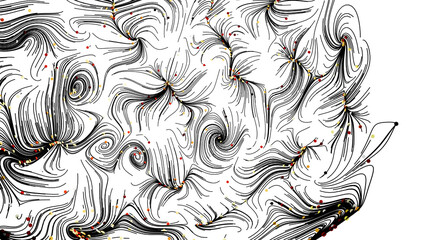 Intricate pattern of swirling lines and scattered dots. Perfect for design backgrounds.