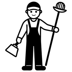 man with shovel