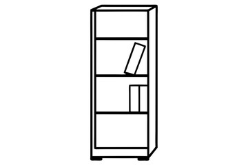 Narrow Bookcase Line Art Vector Illustration