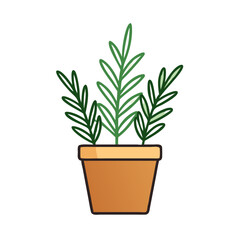 Potted Plant Illustration: Simple Plant, Black Background Isolated