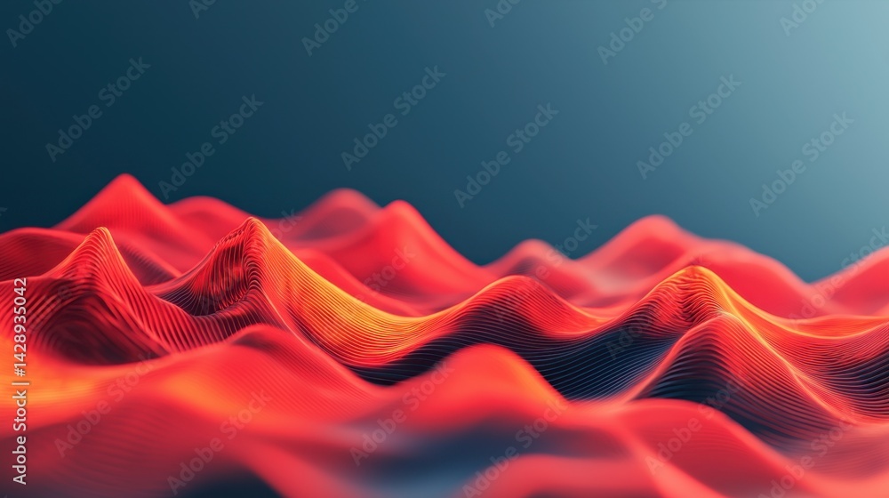 Poster gpu temperature concept, stunning cinematic rendering of abstract waves in a gpu-generated 4x standa