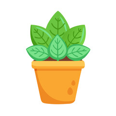 Plant with green leaves in a yellow pot