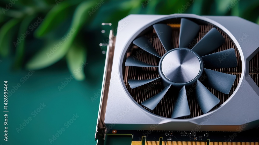 Poster gpu temperature concept, close-up view of gpu components and vrm systems highlighting heating dynami
