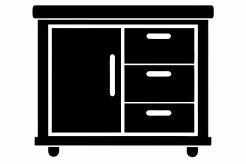 Pull Out Pantry Cabinet Silhouette Vector Illustration