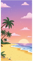 Obraz premium Sunset Shores AI Generated