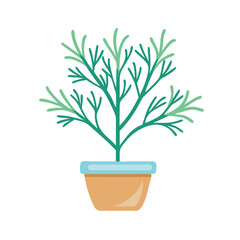 Cute potted herb illustration on black background