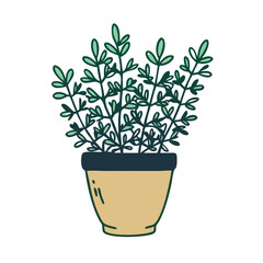 Stylized Potted Plant Illustration on Black Background