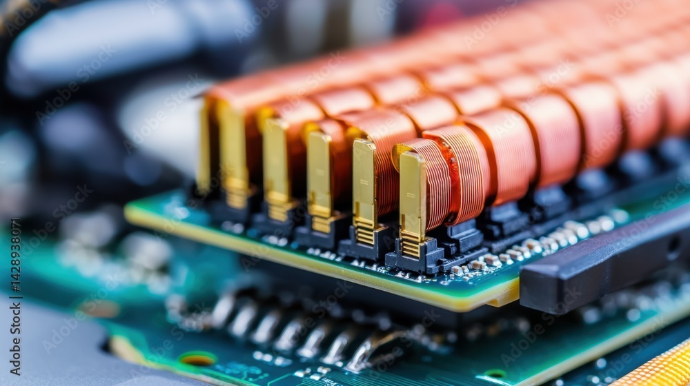 Poster gpu temperature concept, close-up of thermal pads placed on gpu memory for improved heat dissipation