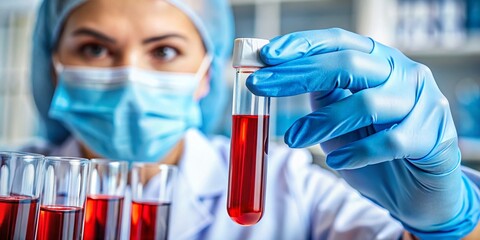 Blood Sample Collection: Healthcare Lab Testing, Safe Handling of Red Blood in Tube