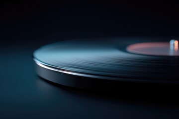 vinyl record close-up against clean minimalistic backdrop highlighting texture and grooves