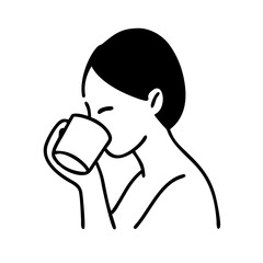 コーヒーを飲む女性のベクタ画像