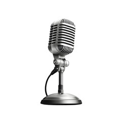 Elegant silver vintage style microphone with a sleek chrome plated finish and a classic retro aesthetic for music recording and audio production
