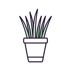 Isolated potted plant with green shoots illustration art