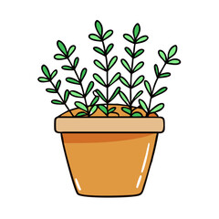 Cute Potted Plant Illustration on a Black Background