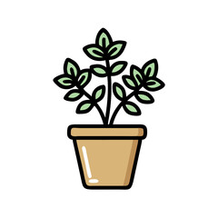 Fototapeta premium Houseplant in a Pot Vector on Black Background