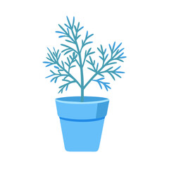 Blue Potted Plant Illustration on Black Background