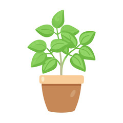 Cute Potted Plant Illustration on Black Background