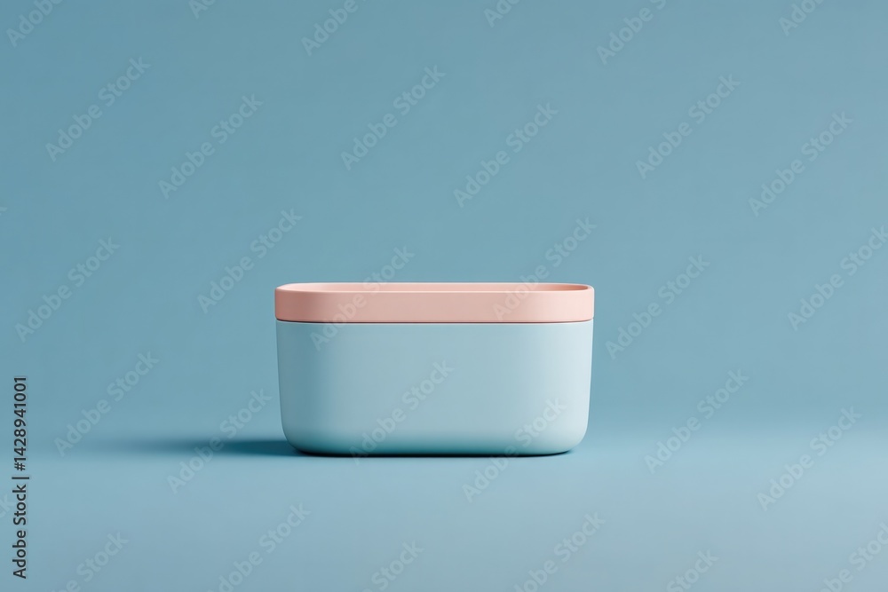 Aufkleber minimalist top-down photo of lunchbox with ample copy space on clean solid color background