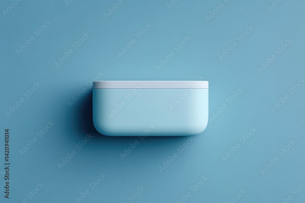 Poster minimalist top-down photo of lunchbox with ample copy space on clean solid color background