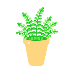Cute Potted Plant Vector Illustration on Black Background