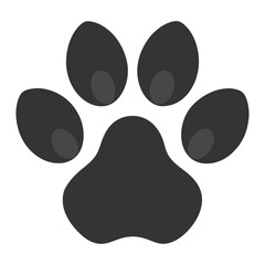 Black Silhouette of a Four-Toed Paw Print with Visible Claw Marks