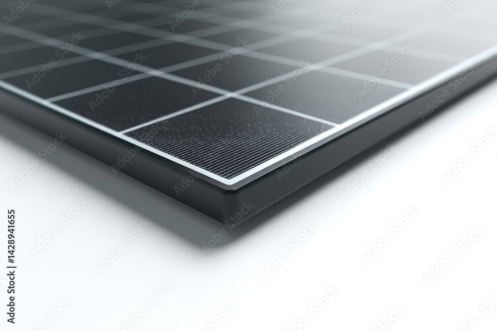 Poster minimalistic depiction of solar panel in pristine condition isolated on white background with ample 