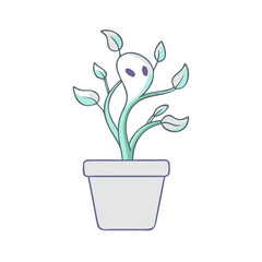 Cute Cartoon Plant in a Pot Illustration Graphic