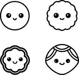 smiley silhouette with lineart vector icon set, set of smiley faces vector icons, set of smiley faces, set of smiles on white background.