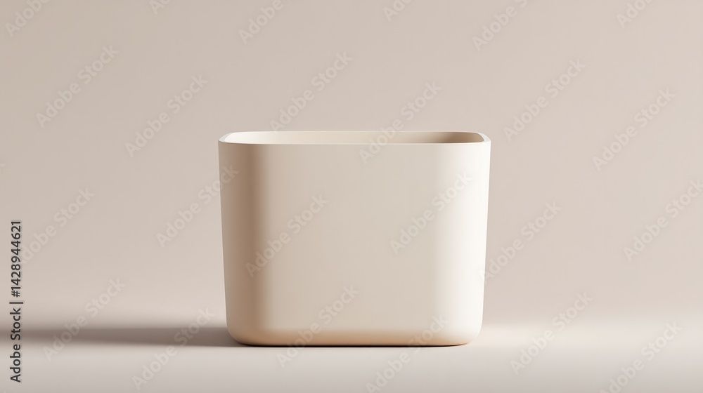 Poster single empty recycling bin on neutral background with ample copy space