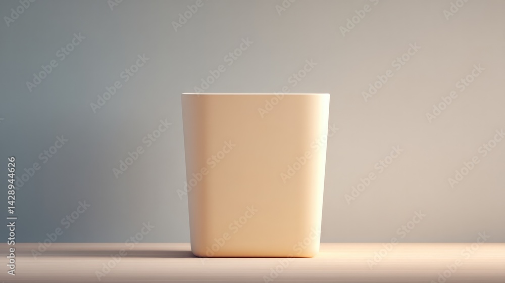 Poster single empty recycling bin on neutral background with ample copy space