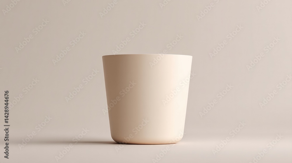 Poster single empty recycling bin on neutral background with ample copy space