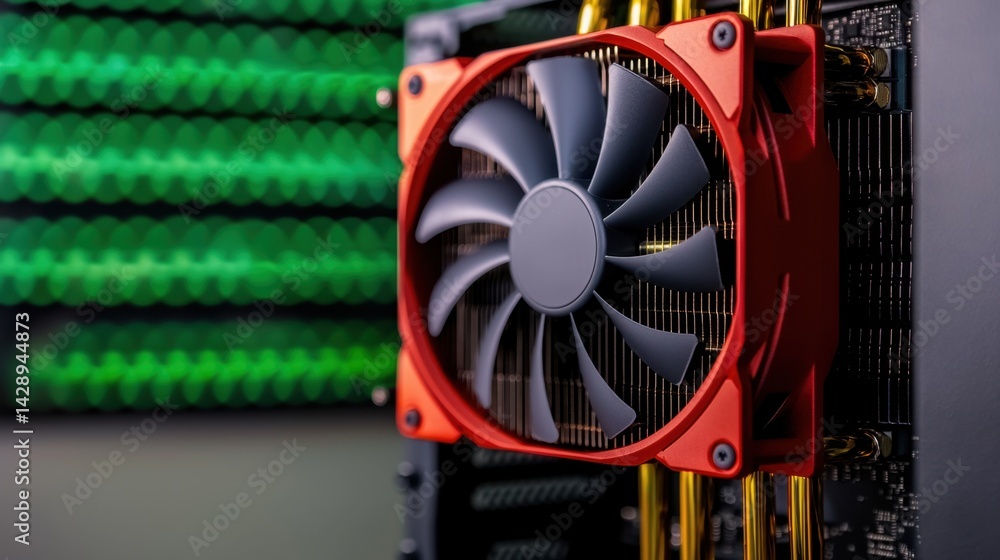 Poster gpu temperature concept, custom water cooling loop for gaming pc with vibrant led lighting and high-