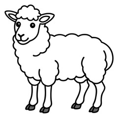 Minimal Line Art Sheep Design