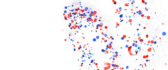 Confetti - White banner with colorful Confetti.