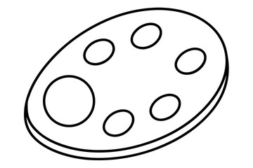 Wooden Artist Palette Line Art Vector Illustration