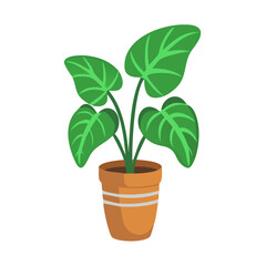 Cartoon Plant in Pot on Black Background Image