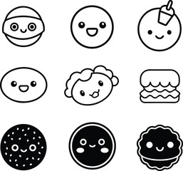 bakery and fast food silhouette vector icon set, set of easter eggs, fast food vector icons, fast food symbol icons, fast food collection, set of vector icons of food, set of different food icons.