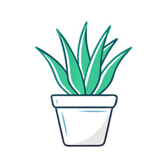 Hand Drawn Potted Succulent Illustration on Black Background