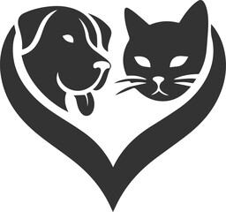 Black cat and dog animal silhouette