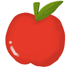 red apple with leaf