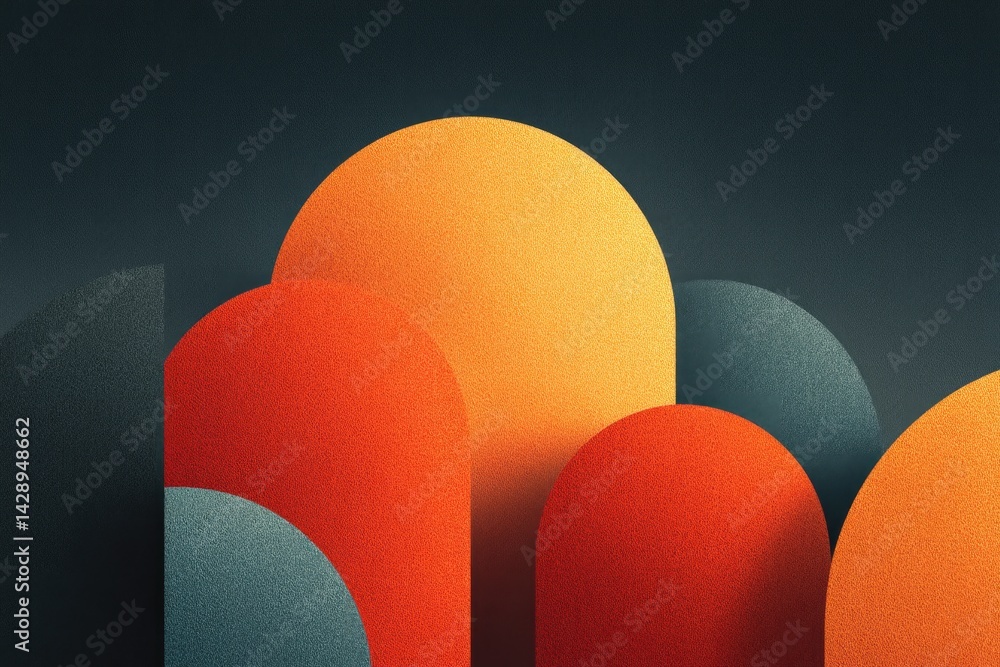 Poster abstract design capturing contrast with bold shapes and opposing colors featuring ample copy space
