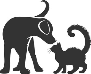 Black cat and dog animal silhouette