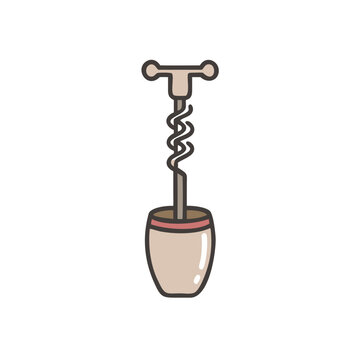 wine bottle opener beige simple design clip art preview