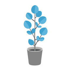 Modern Blue Potted Plant Illustration on Black Background